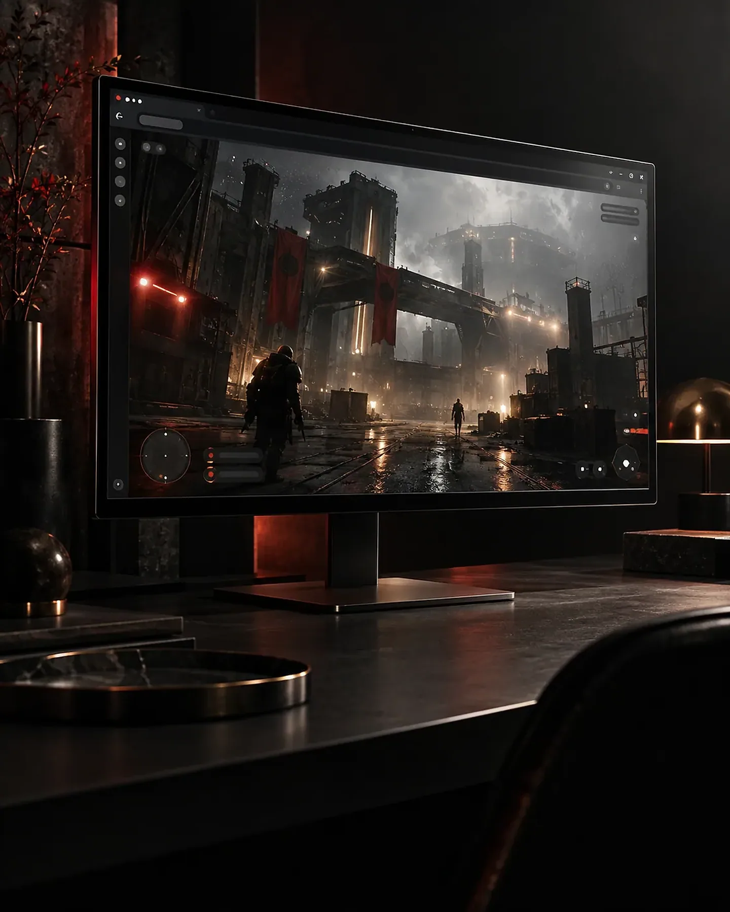 Cena de jogo 3D multiplayer rodando no navegador