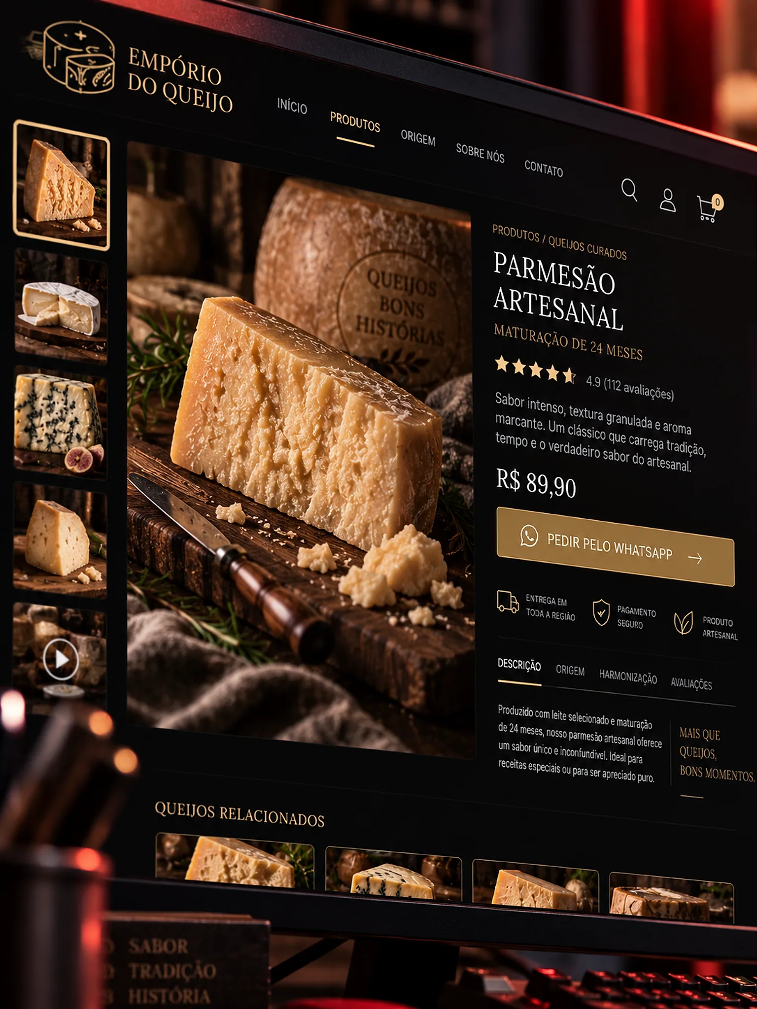 Empório Cantagalo — detalhe da interface