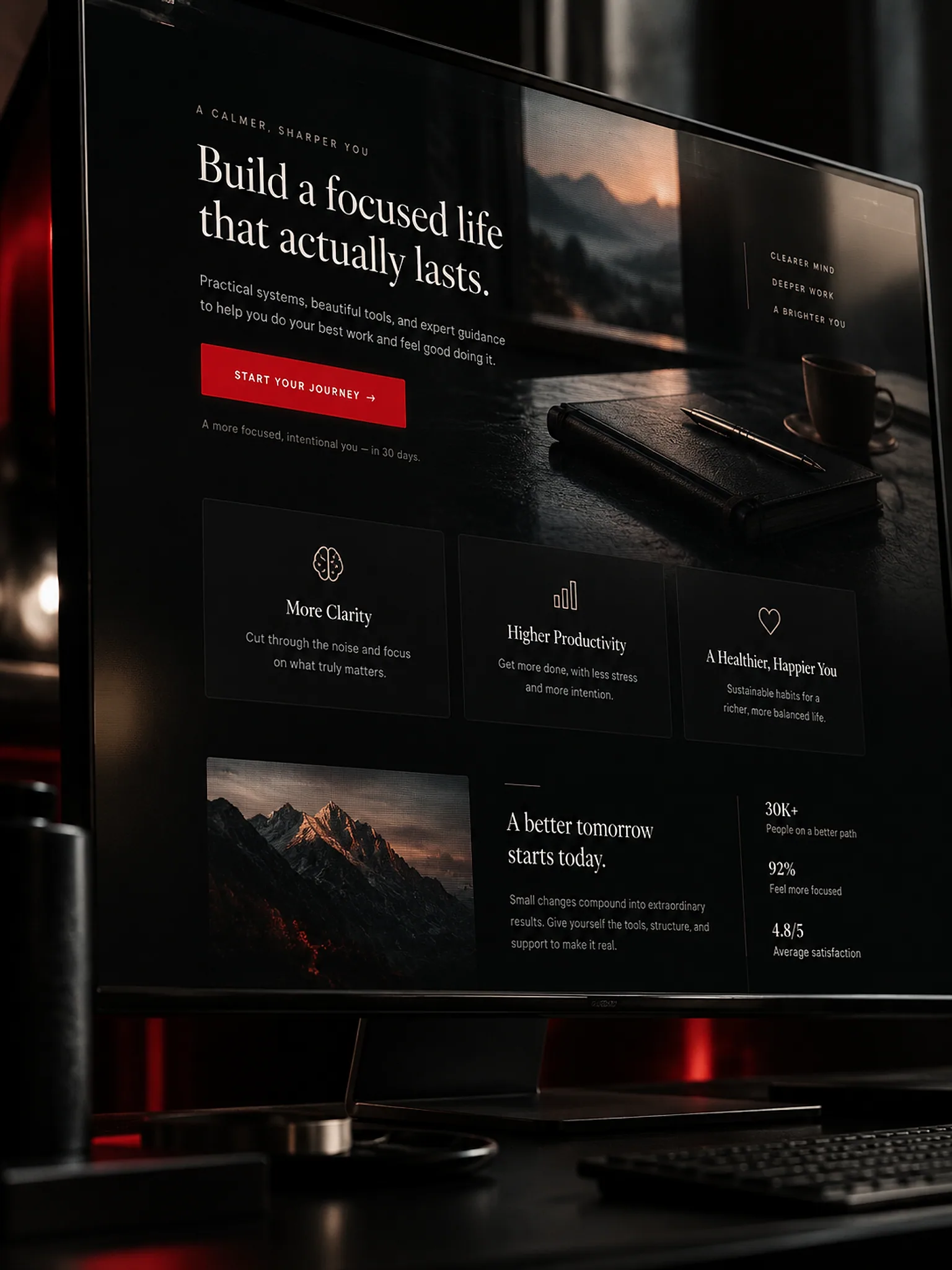 Landing Page — detalhe da interface
